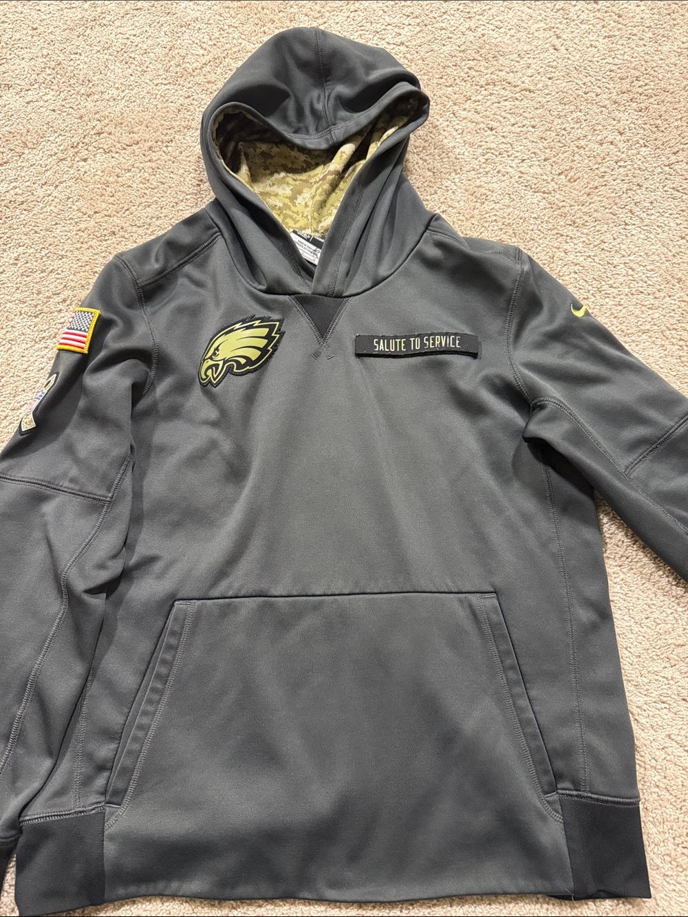 Nike Kids Gray Philadelphia Eagles Salute to Service Hoodie